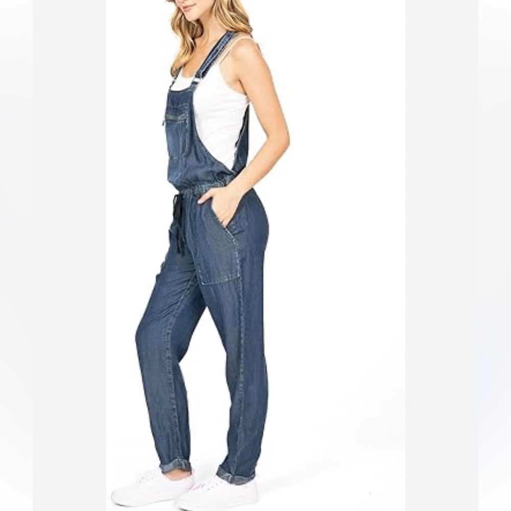 Love Stitch Women's S Preppy Baggy Chambray oversized slouchy Jumpsuit Overalls